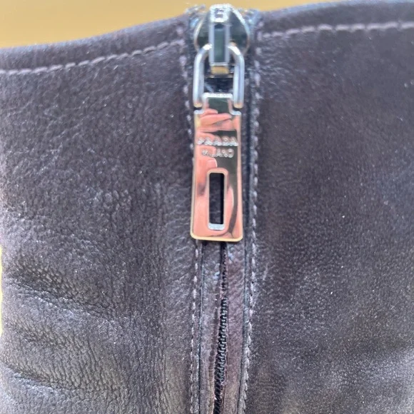 Prada Brown Leather Ankle Boots. Size 38 US 8 - Picture 6 of 12